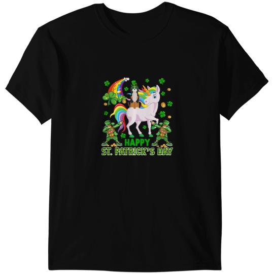 Unicorns Happy St. Patricks Day Shamrocks Bernedoodle Riding T-Shirts
