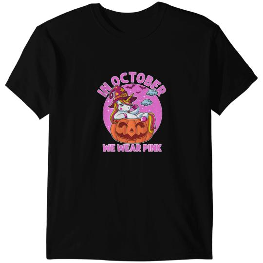 Unicorns In October We Wear Pink Unicorns Breast Cancer Awareness T-Shirts