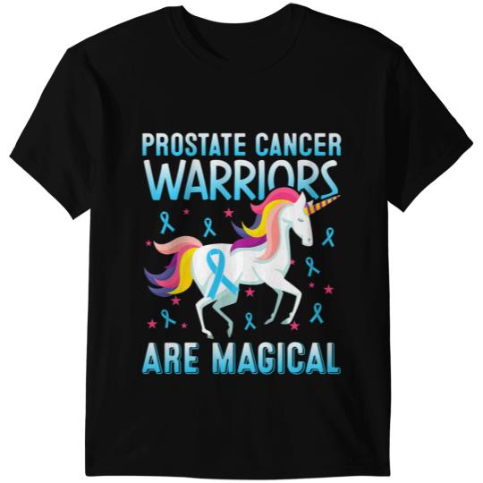 Unicorns prostate cancer warrior are magical blue ribbon pro T-Shirts
