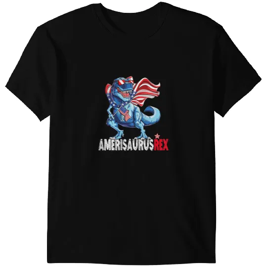 Dinosaur Dino Kids Dinosaur 4th Of July Kids Boys Men Amerisaurus T Rex Funny T-Shirts