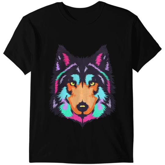 Wolves wolfs Pop Art wolfs Splash Art Wild Animal Face Grey wolfs Lover Coyote Coyote T-Shirts
