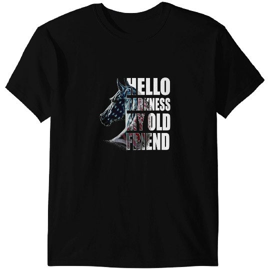 Funny Horse Patriotic Horse American Hello Darkness My Old Friend T-Shirts