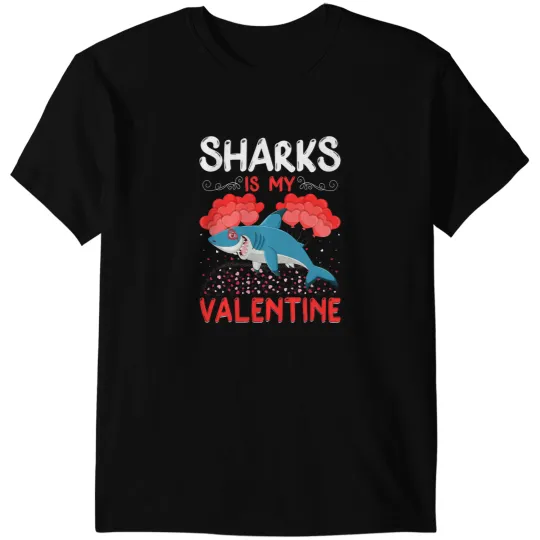 Ocean Shark Is My Valentine Funny Shark Fish Valentines Day T-Shirts