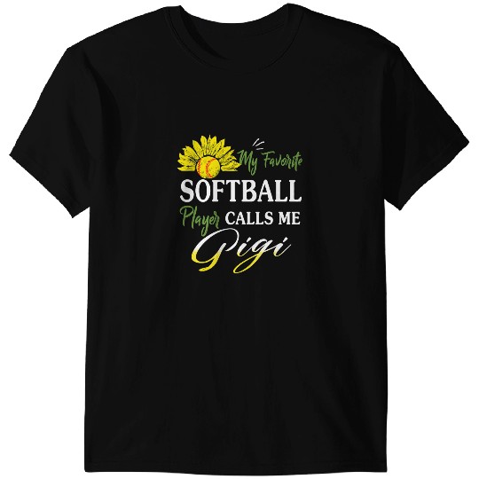 Softball Gift My Favorite Softball Player Calls Me Gigi Sunflower T-Shirts
