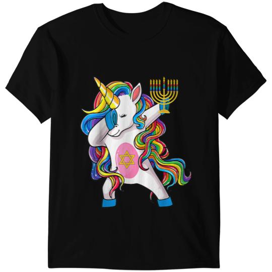 Unicorns Jewnicorn Funny Hanukkah Dabbings Unicorns Girl Women Pajamas T-Shirts