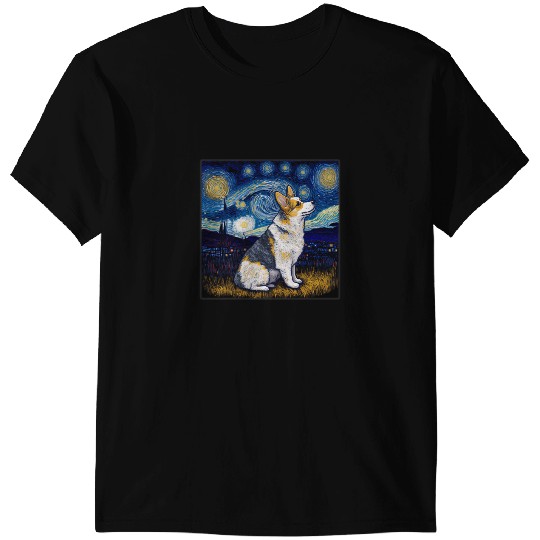 Welsh Corgi Surrealism Starry Night Cardigan Welsh Corgi Dog 69 Corgis T-Shirts