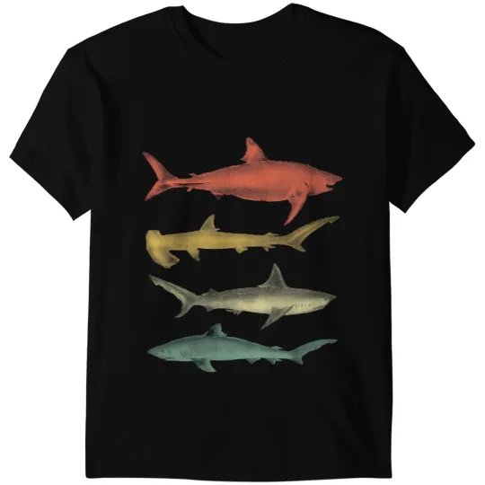 Ocean Shark Types Of Sharks Great White Tiger Bull Hammerhead Shark Sea T-Shirts