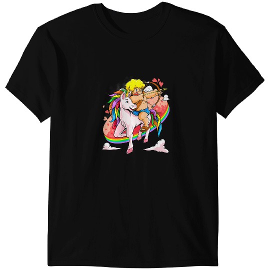 Unicorns Valentines Day Gift Cupid Cute Teacher Kids Rainbow T-Shirts