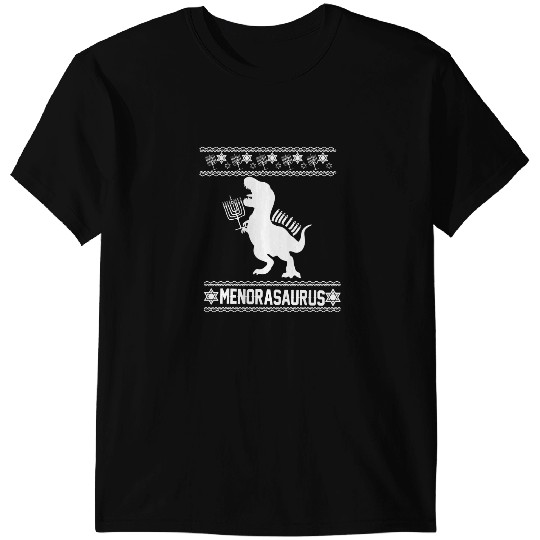 Dinosaur Dino Menorasaurus Dinosaur Ugly Sweater Hanukkah jewish gift T-Shirts