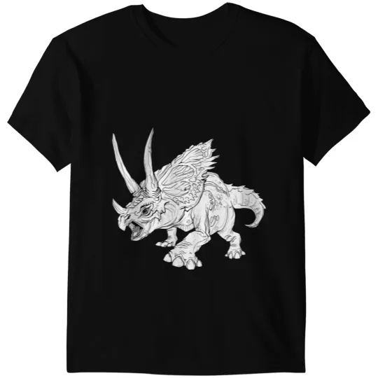 Dinosaur Dino Granite pencil like triceratops dinosaur drawing outlined T-Shirts