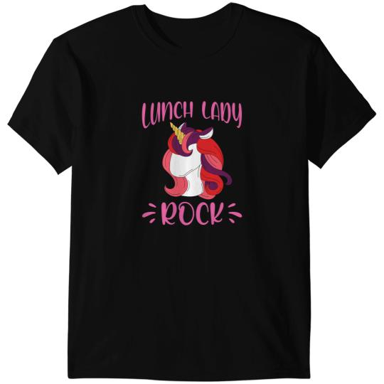 Unicorns Lunch Lady Rock Cool Unicorns Back School Cafeteria Squad T-Shirts