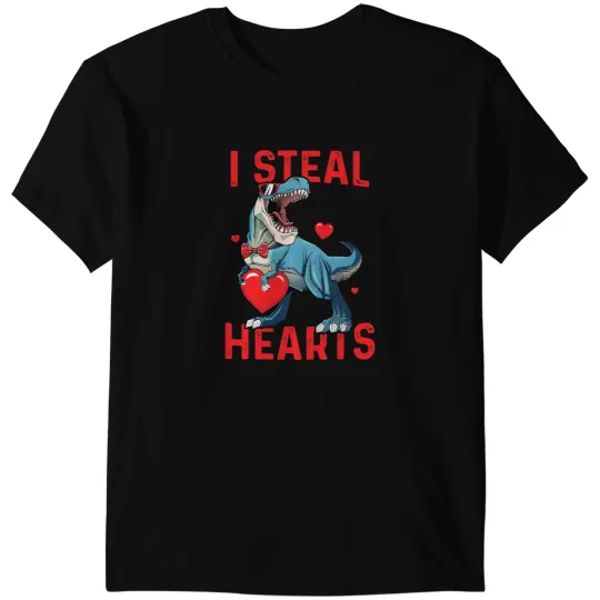 Dinosaur Dino I Steal Hearts Valentines Day Dinosaur Boys Valentine Boy2 T-Shirts