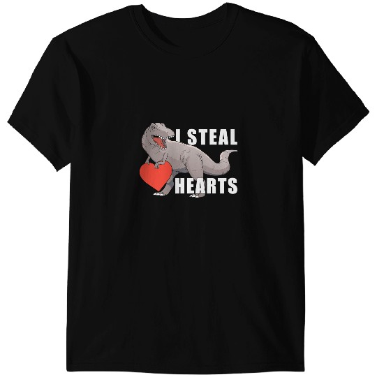 Dinosaur Dino I Steal Hearts TRex Dinosaur Valentines Day T-Shirts