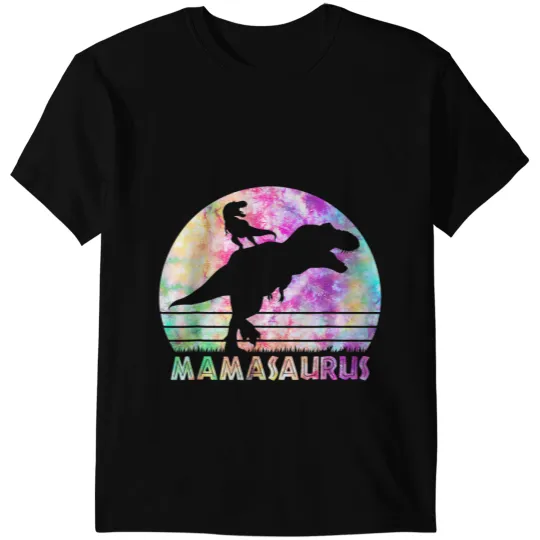 Dinosaur Dino Mamasaurus Tie Dye Sunset Funny Dinosaur Mother T-Shirts