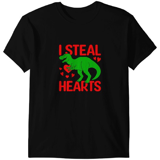 Dinosaur Dino I Steal Hearts Valentines Day Love Hearts Dinosaur T-Shirts