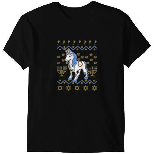 Unicorns Ugly Hanukkah Menorah Jewnicorn Unicorns Chanukkah T-Shirts