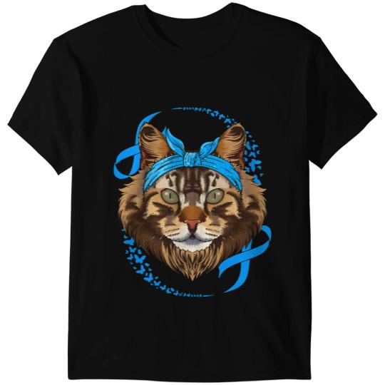 Cat Paws Maine Coon diabetess Awareness Cat Blue Bandana T1D Survivor 333 T-Shirts