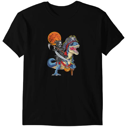 Dinosaur Dino Christian Death God Riding Dinosaur Pumpkin Halloween T-Shirts