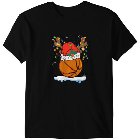 Basketball Gift Funny Basketball Reindeer Santa Hat Christmas Men Women 249 T-Shirts