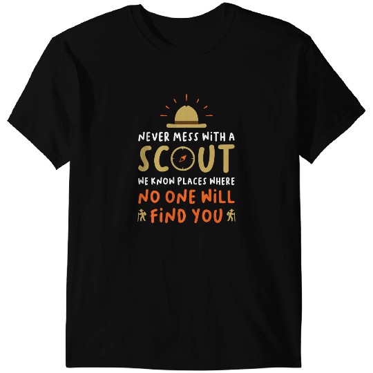 Camping Camp Never Mess With A Scout Funny Camping Scouting Lover Camper T-Shirts