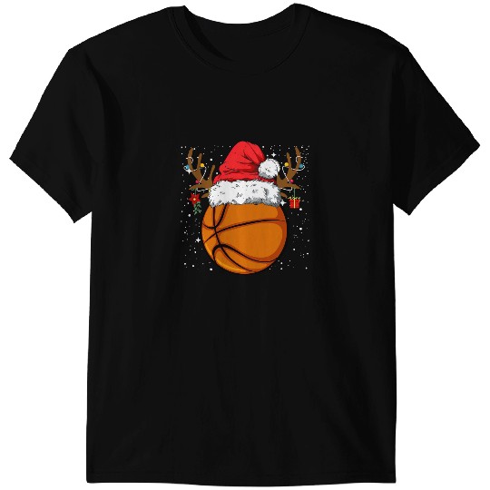 Basketball Gift Funny Basketball Reindeer Santa Hat Christmas Holiday 177 T-Shirts