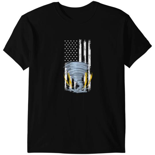 American Flag Tornado Patriotic Hurricane Meteorologist T-Shirts