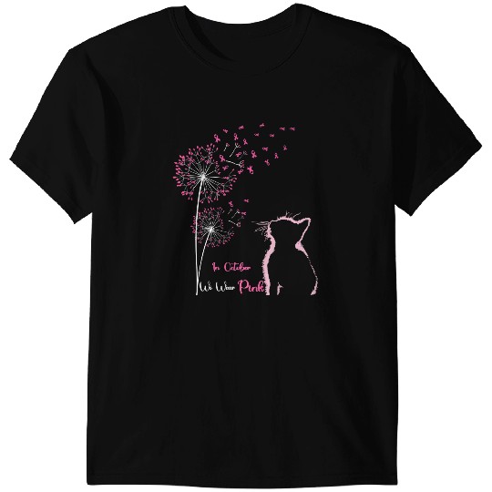 black cats Paws BC In October We Wear Pink survivor Breast Cancer warrior cat T-Shirts