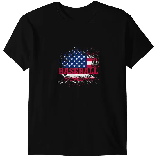 Baseball Gift American Flag Baseball Team Gift Patriotic USA 4th of July 48 T-Shirts