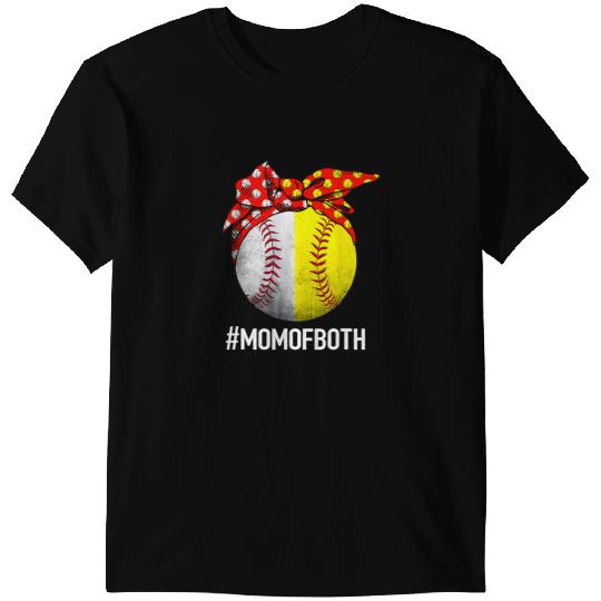 Baseball Gift Mom Of Both Softball Baseball Headband Mothers Day Mama T-Shirts