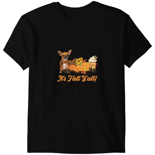 Chihuahuas Its Fall Yall Chihuahua Pumpkin Dog Thanksgiving Costume4 Chihuahua Dog T-Shirts
