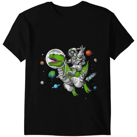 Dinosaur Dino Astronaut Riding TRex Dinosaur Astro Space Cosmic T-Shirts