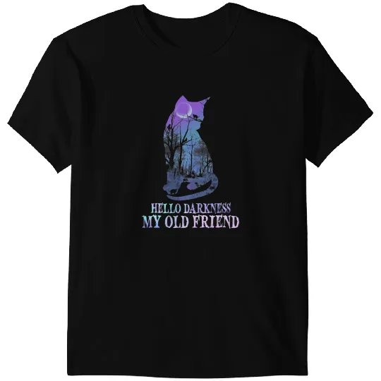 black cats Paws Hello Darkness My Old Friend Funny Cat Kitty Lover Halloween T-Shirts