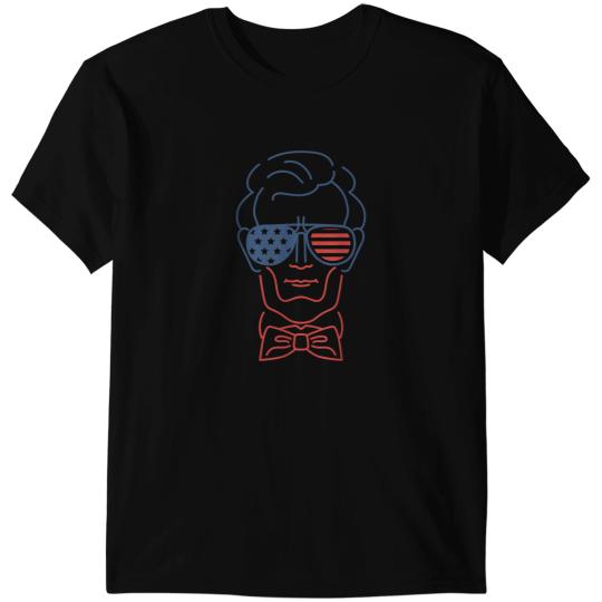 Abe Line Drawing USA 4th of July President Abraham Lincoln T-Shirts