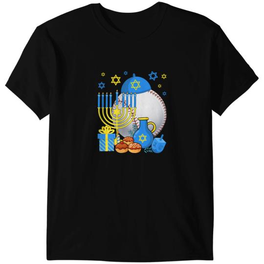 Baseball Gift Funny Jewish Baseball Ball Menorah Happy Hanukkah Chanukah527 T-Shirts
