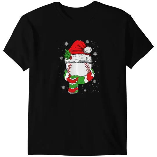 Baseball Gift Christmas Baseball Ball Santa Hat Funny Sport xmass Boys Men 126 T-Shirts