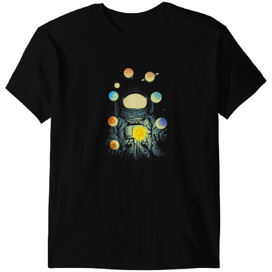 Astronauts Juggling Planets Outer Space Stars Man Funny T-Shirts