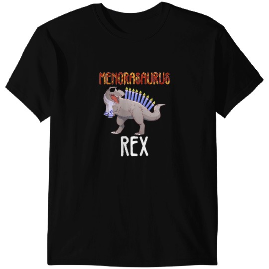 Dinosaur Dino Hanukkah TRex Menorasaurus Rex Dinosaur Funny Chanukah Kids T-Shirts