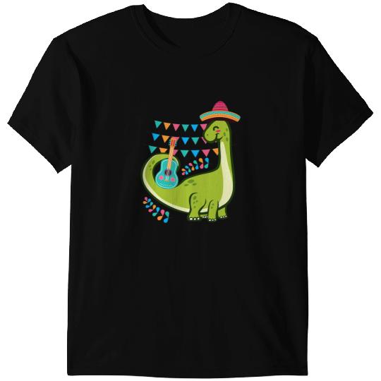 Dinosaur Dino Brontosaurus Dinosaur 5th of May Mexican Cinco de Mayo T-Shirts