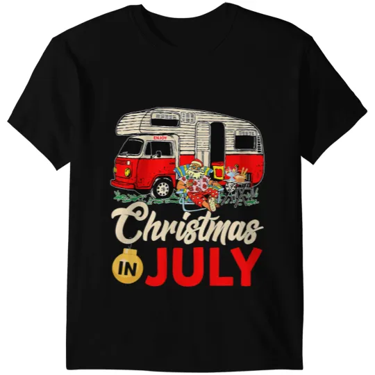 Camping Camp Christmas In July Camping Santa Campers Summer Vacay Camper T-Shirts
