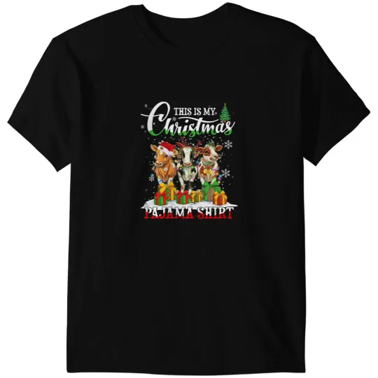 Cattle Cow This is My Christmas Pajama Cow Reindeer Tree Lights 153 T-Shirts