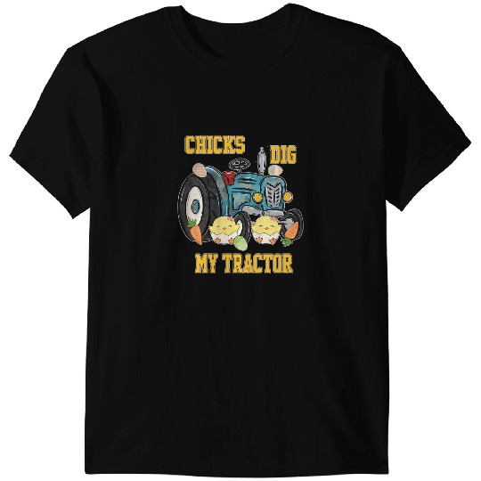 Tractor driving Kids Chicks Dig My Tractor Construction Easter Day Egg Hunt Boys T-Shirts