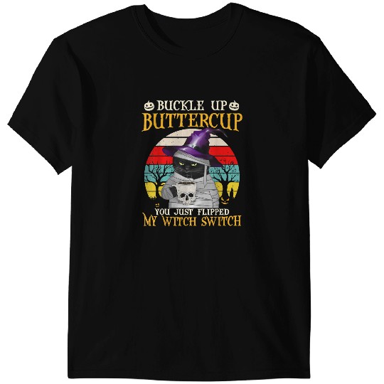 black cats Paws Buckle Up Buttercup Halloween Mummy black cats Witch Switch 96 T-Shirts