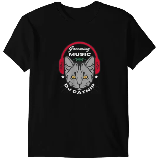 Cat Paws DJ Catnip Its All About Grooming To The Music Funny Cats T-Shirts