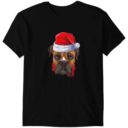 Boxer Santa Claus Girls Apparel Funny Christmas Women 26 Boxers Dog T-Shirts