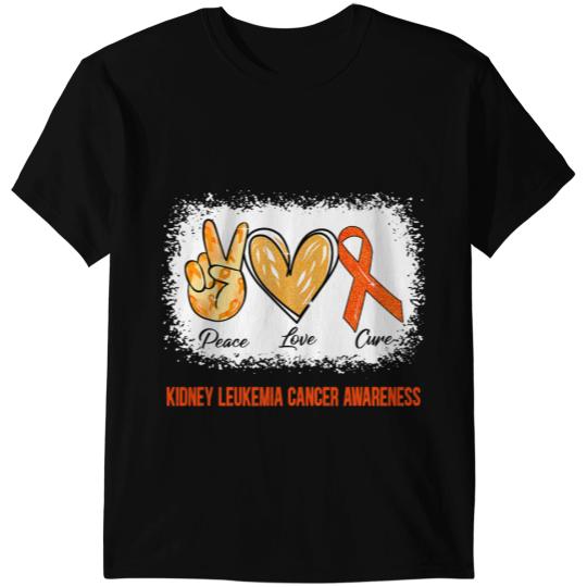 Leukemia Survivor Peace Love Cure Bleached Kidney Leukemia Cancer Awareness T-Shirts