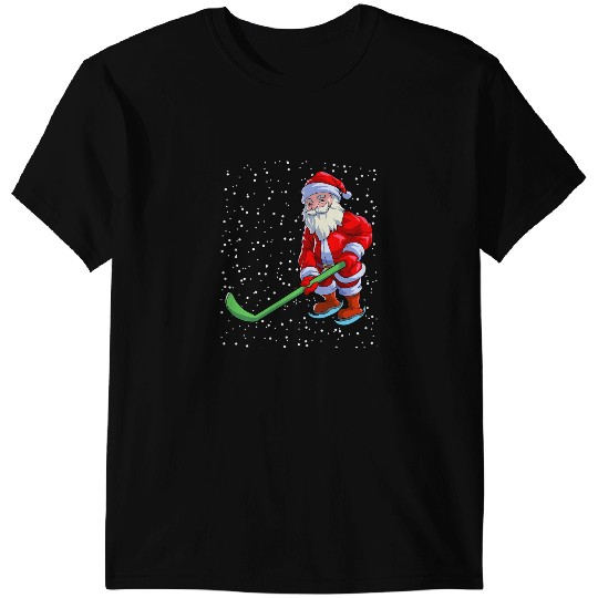 Hockey Gift Ice Hockey Christmas Men Boys Ice Hockey Santa Claus T-Shirts