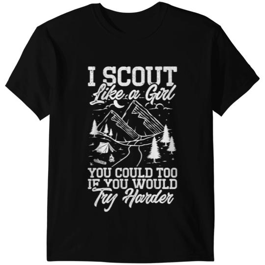 Camping Camp Womens Scouting Funny I Scout Like A Girl Camper T-Shirts