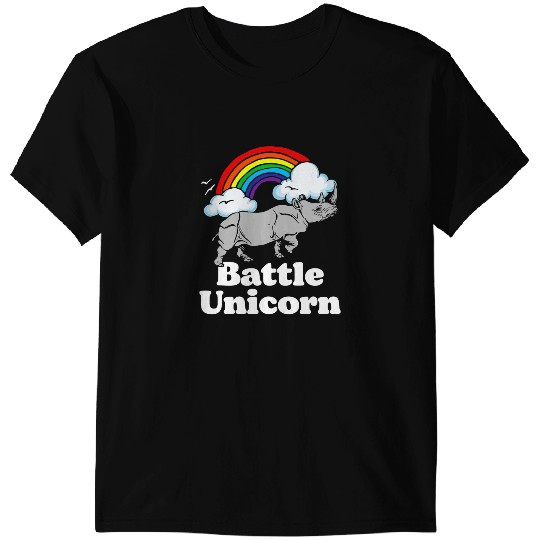 Rhino Gift Battle Unicorns Funny Retro 80s Rainbow Rhino Rhinoceros T-Shirts