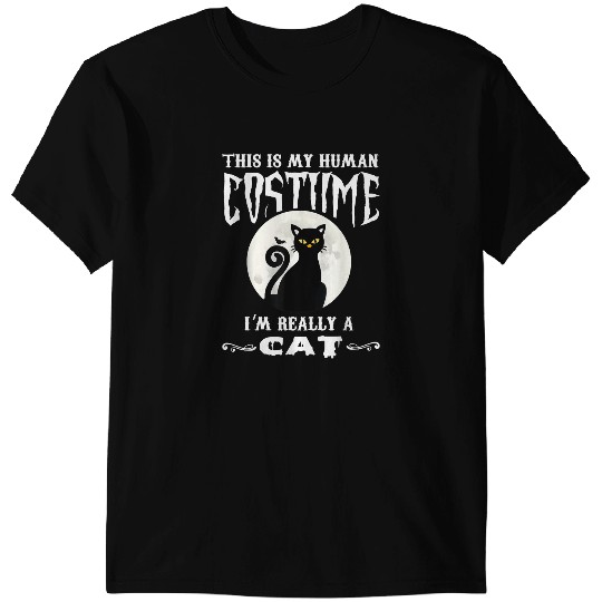 black cats Paws This Is My Human Costume Im Really A Cat Funny Halloween 278 T-Shirts