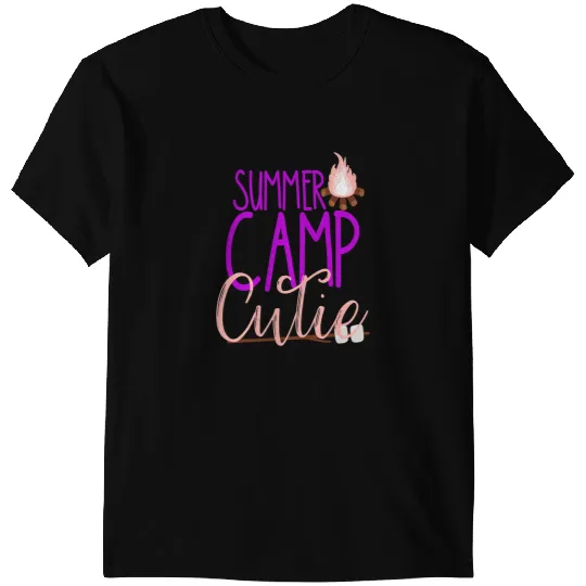 Camping Camp Summer Camp Cutie Pink Girls Camping Smores Scout Kids Camper T-Shirts